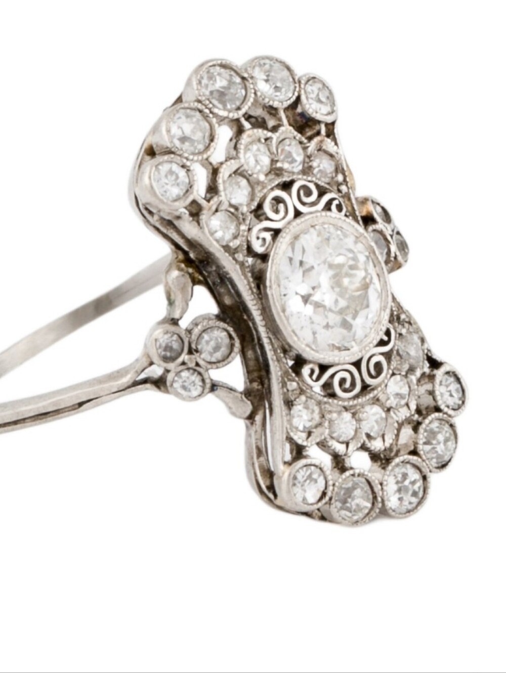 Antique Diamond Platinum Ring Size 6 - Picture 8 of 11